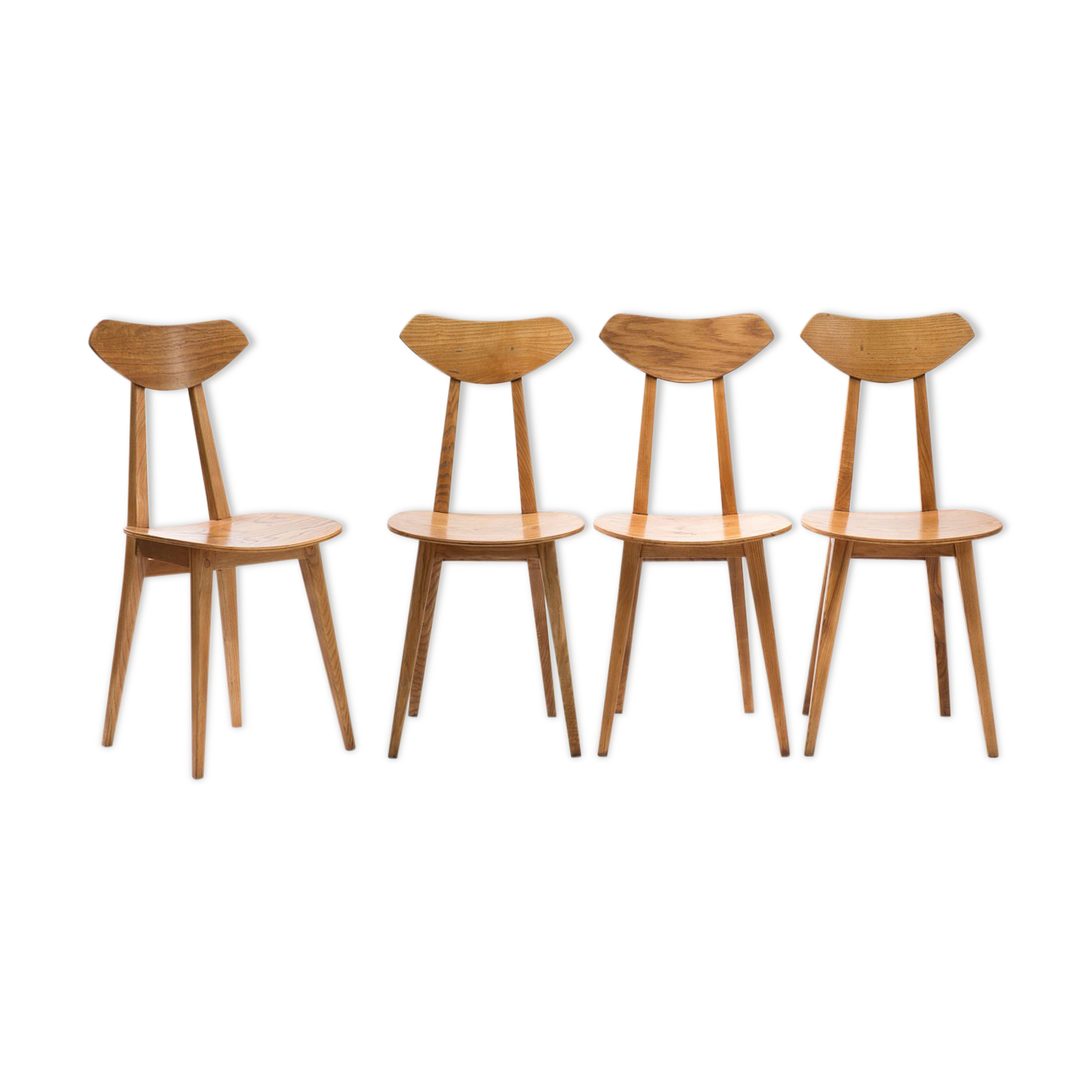 Set of 4 ash chairs by Wanda Genga from 50s