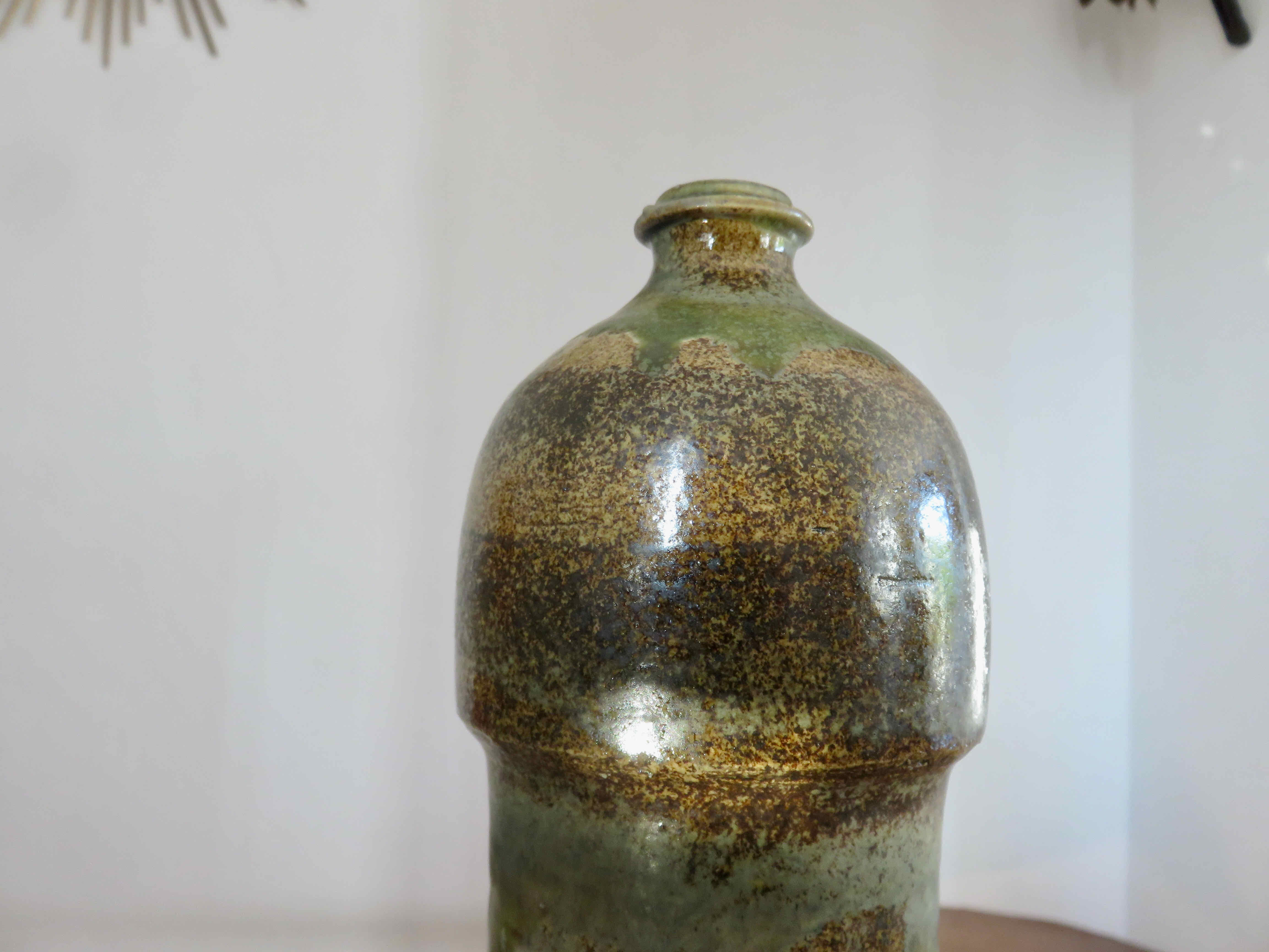 Glazed glazed sandstone soliflore vase 1960