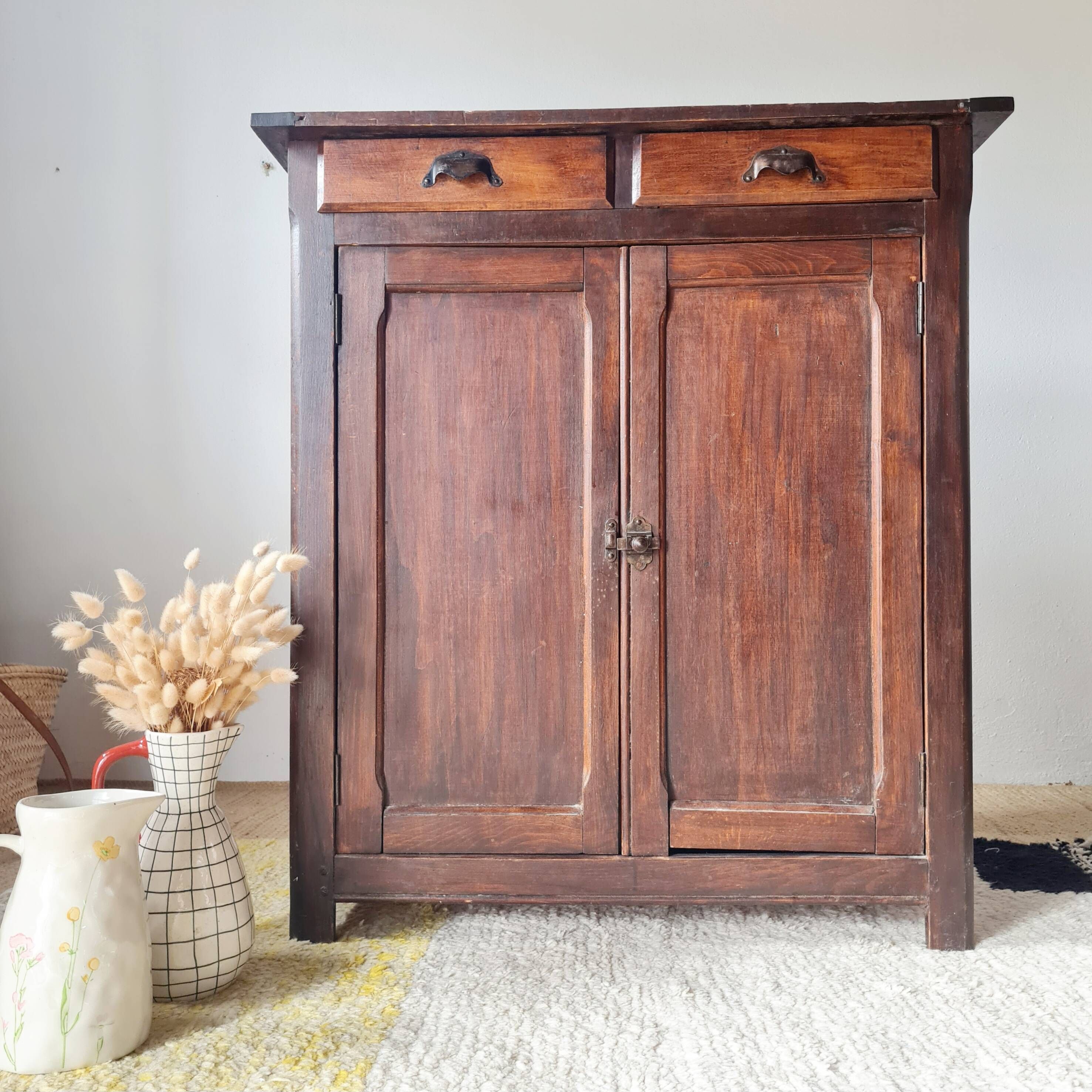 Buffet parisien bois ancien 2 portes panneautées