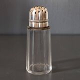 Antique Bohemian crystal and silver-plated metal sugar bowl, 15cm high