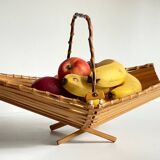 VINTAGE Wooden and Bamboo Fruit CUT BASKET