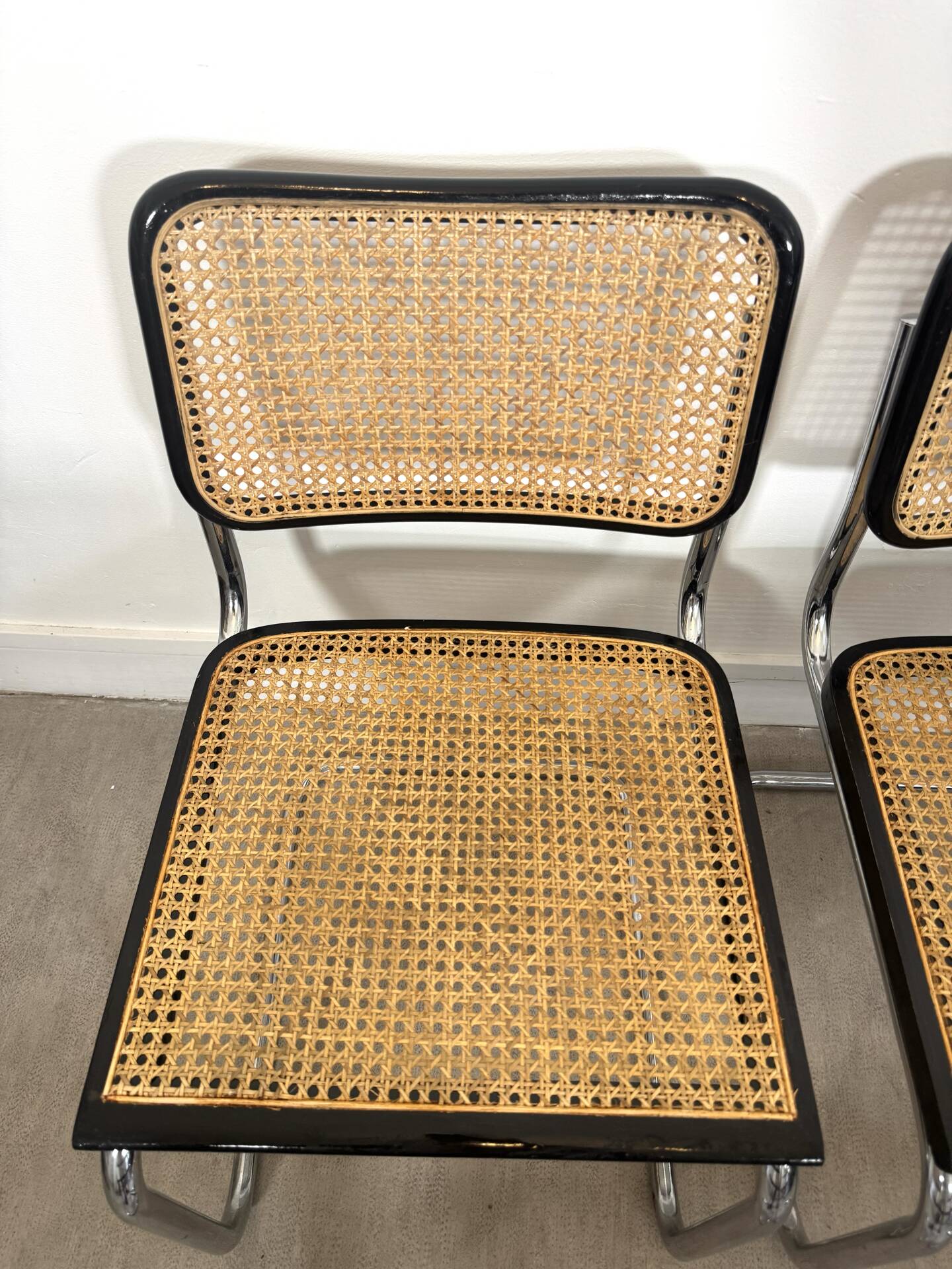 Set of four B32 chairs by Marcel Breuer made in Italy.