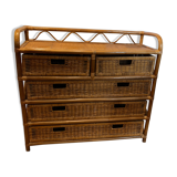 Commode tiroirs rotin