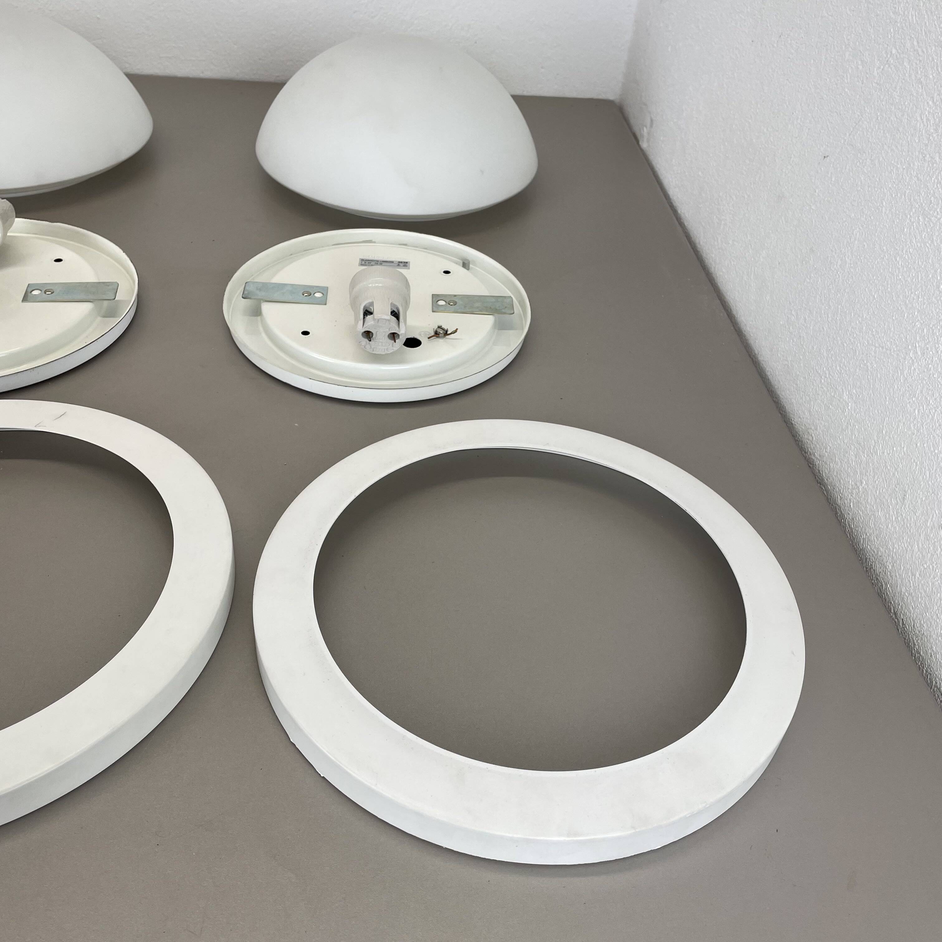 Set of 2 metal and glass Wall ceiling Lights by Glashütte Limburg, Germany,