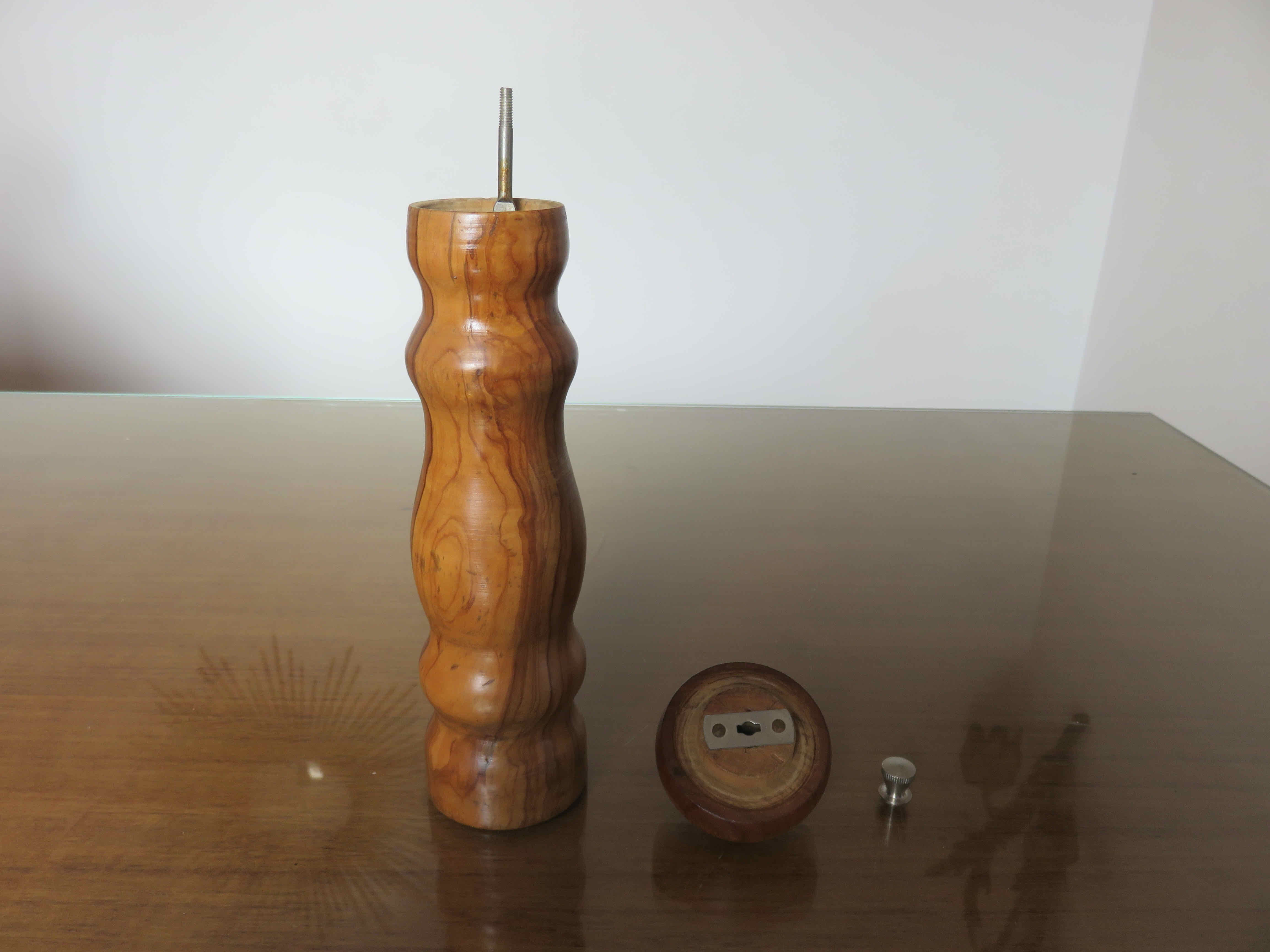 Olive wood pepper mill made in Spain 60s