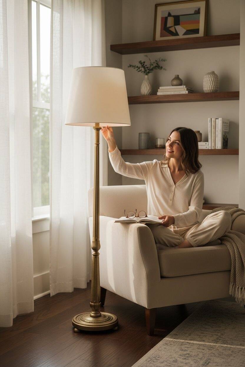 Grand lampadaire en bois doré – début XXe siècle