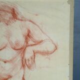 Drawing sanguine study nude female 67/50cm 1950