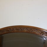 Art Nouveau walnut mirror decorated with holly leaves circa 1900 105x171cm
