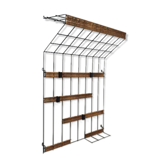 Porte-manteau en métal et rotin par Karl Fichtel pour Drahtwerke Erlau, Allemagne 1950