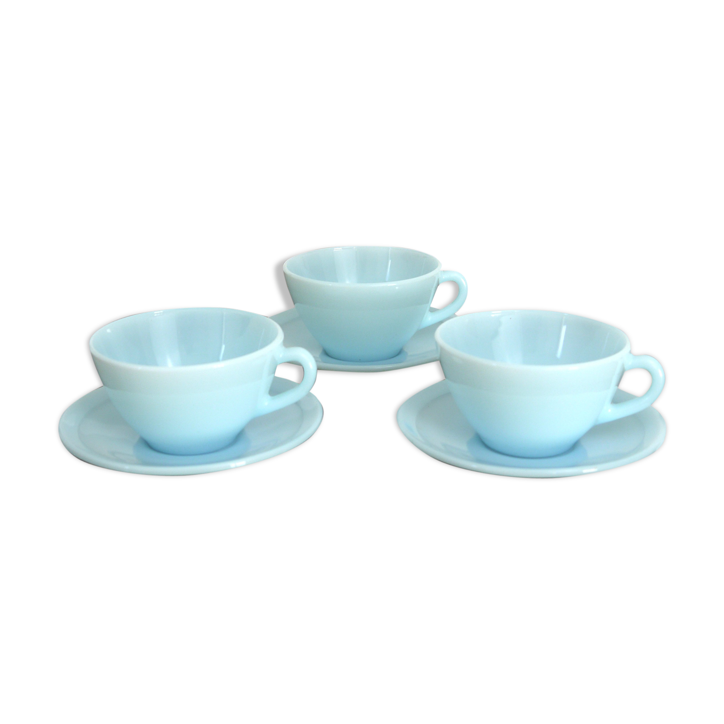 Three blue cups Duralex