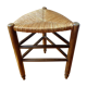 Tabouret tripode en bois assise paille