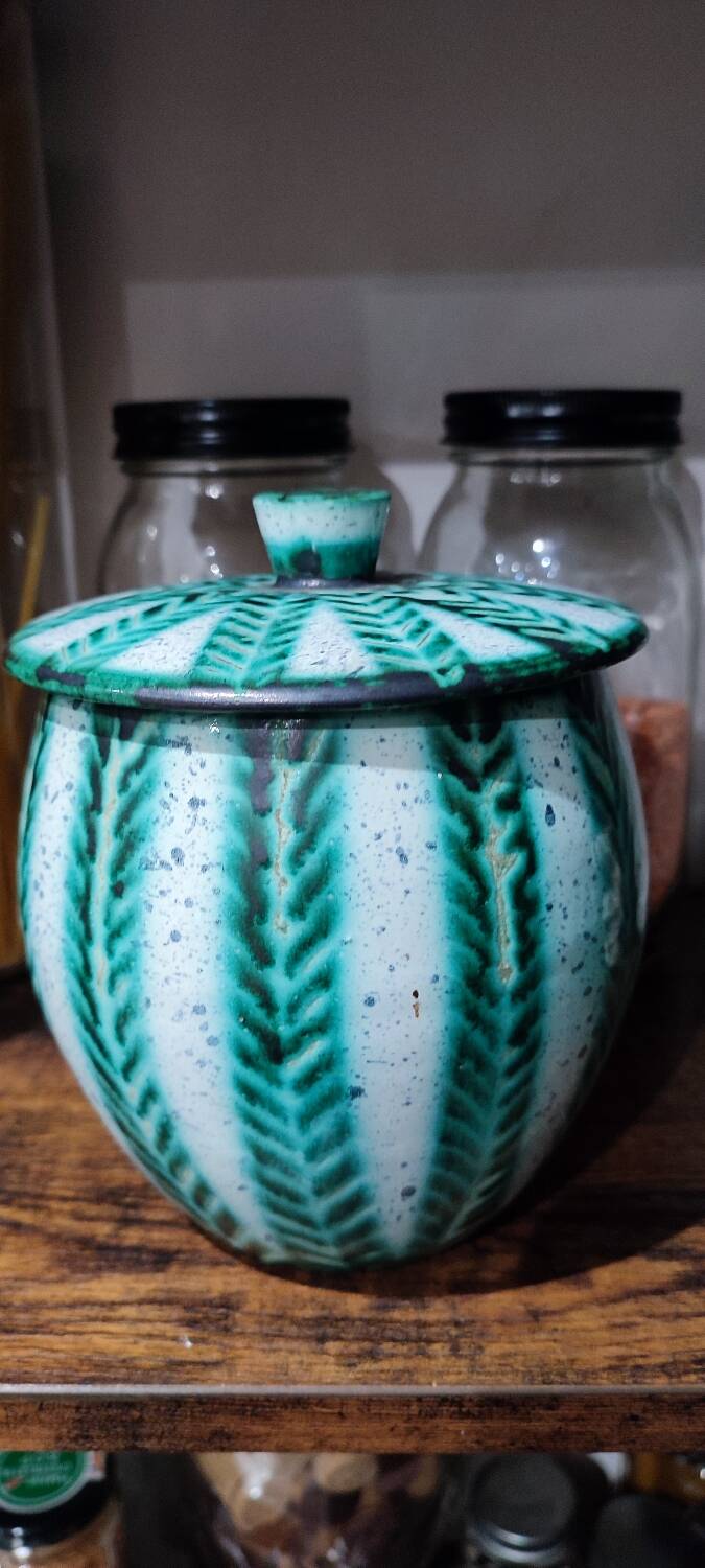 Vallauris ceramic covered pot signed Charles Voltz