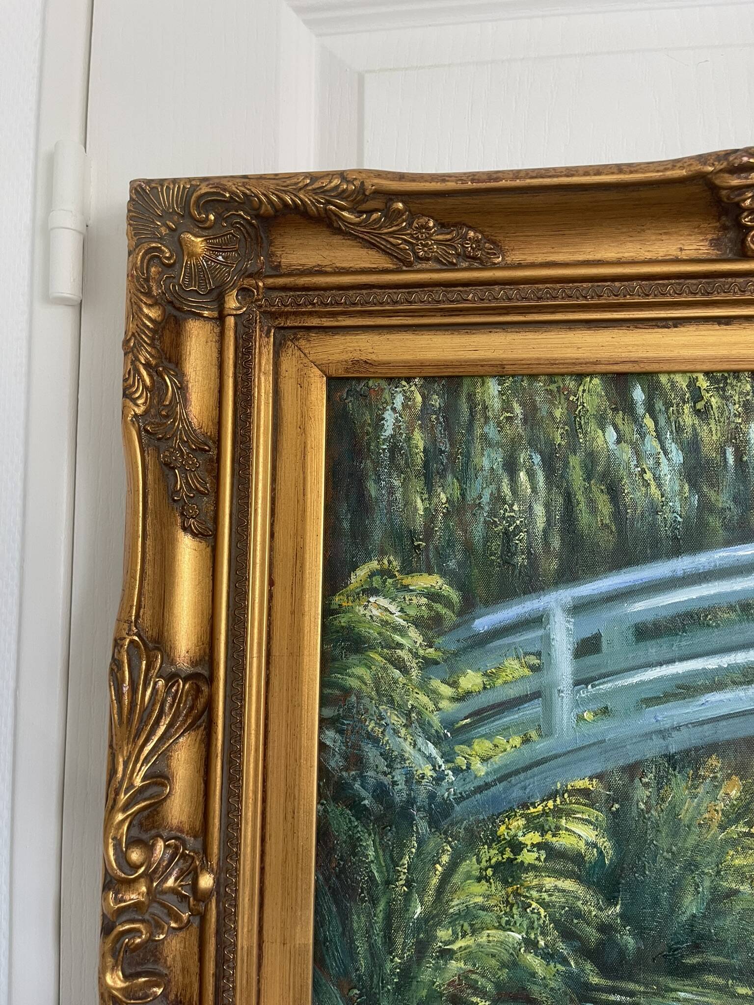 Old oil painting canvas reproduction water lilies japan monet 80x70