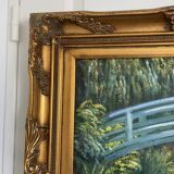 Old oil painting canvas reproduction water lilies japan monet 80x70