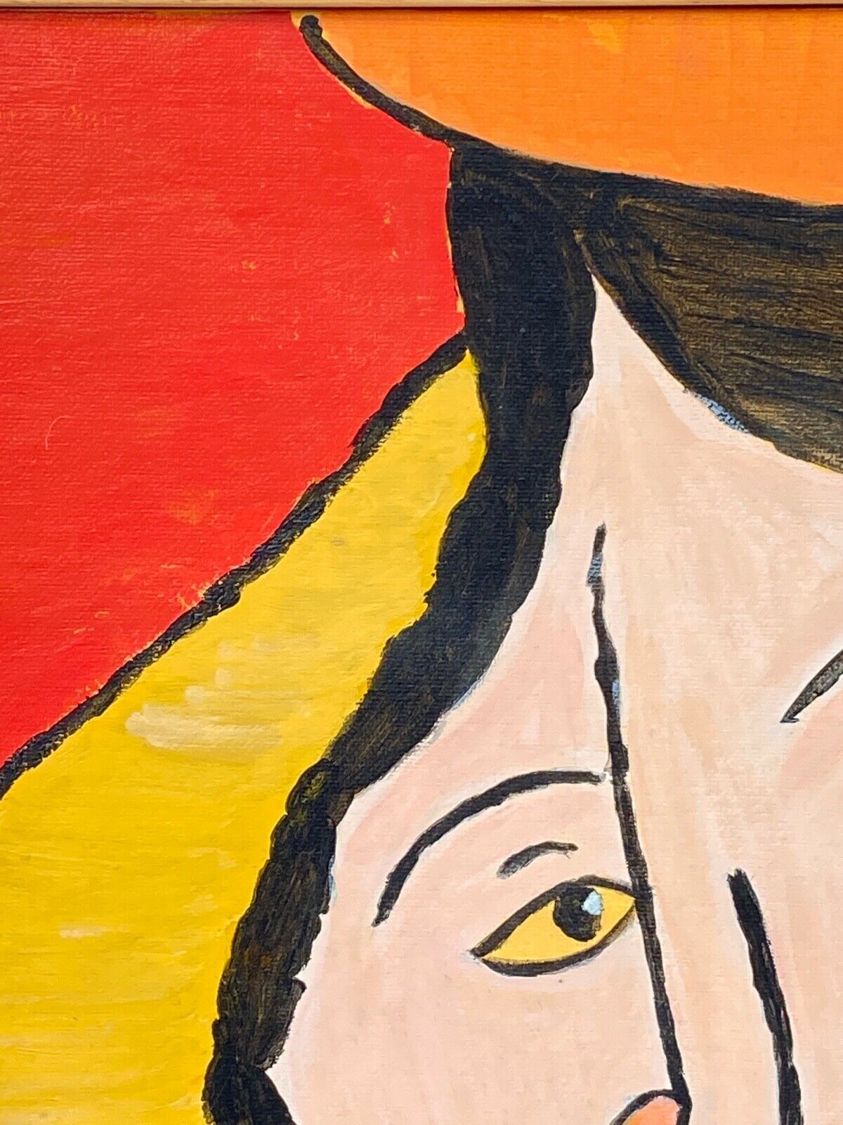Oil on cardboard by denise fortin figurative composition ma geisha 1999