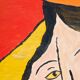 Oil on cardboard by denise fortin figurative composition ma geisha 1999
