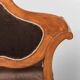 Vintage bench in brown velvet and carved wood, 1950s modernism