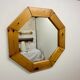 Large octagonal pine mirror, Scandinavian, 1980.