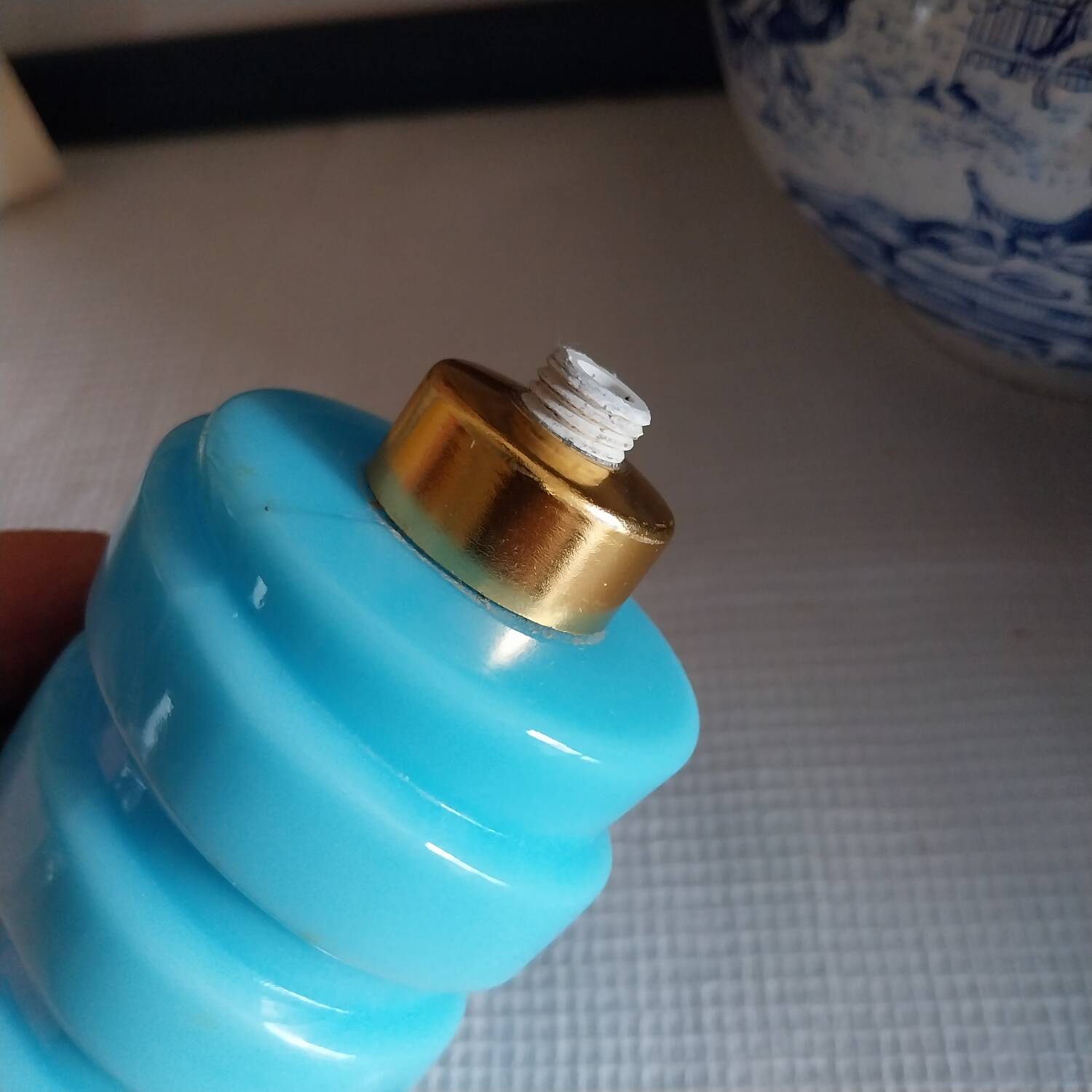 Old blue opaline lamp base