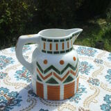 Longwy décor art deco 1930s earthenware pitcher