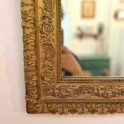 Period Mirror with Wooden and Gilded Stucco Frame – 19th Century Patina