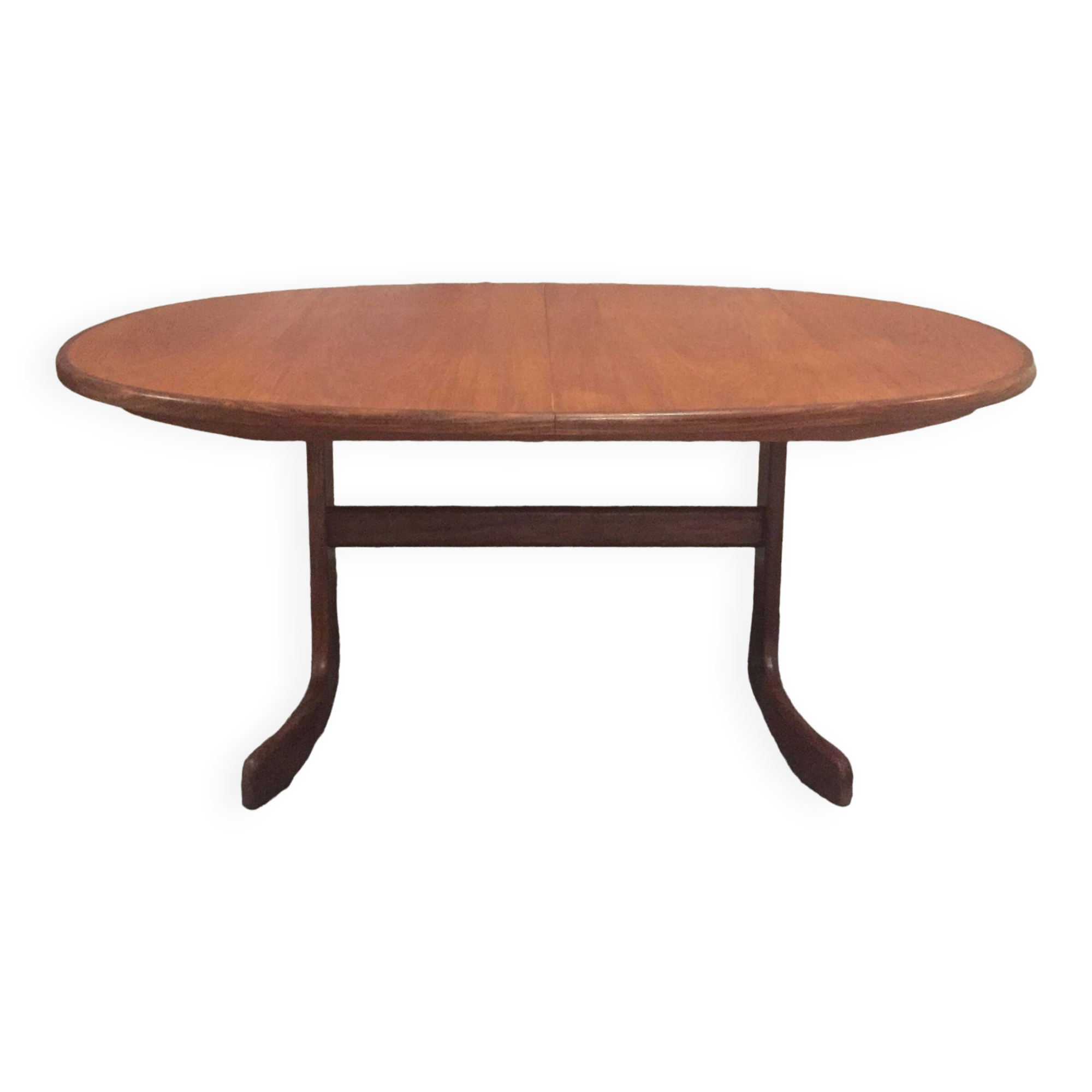 Table à manger scandinave en teck ovale avec rallonge centrale