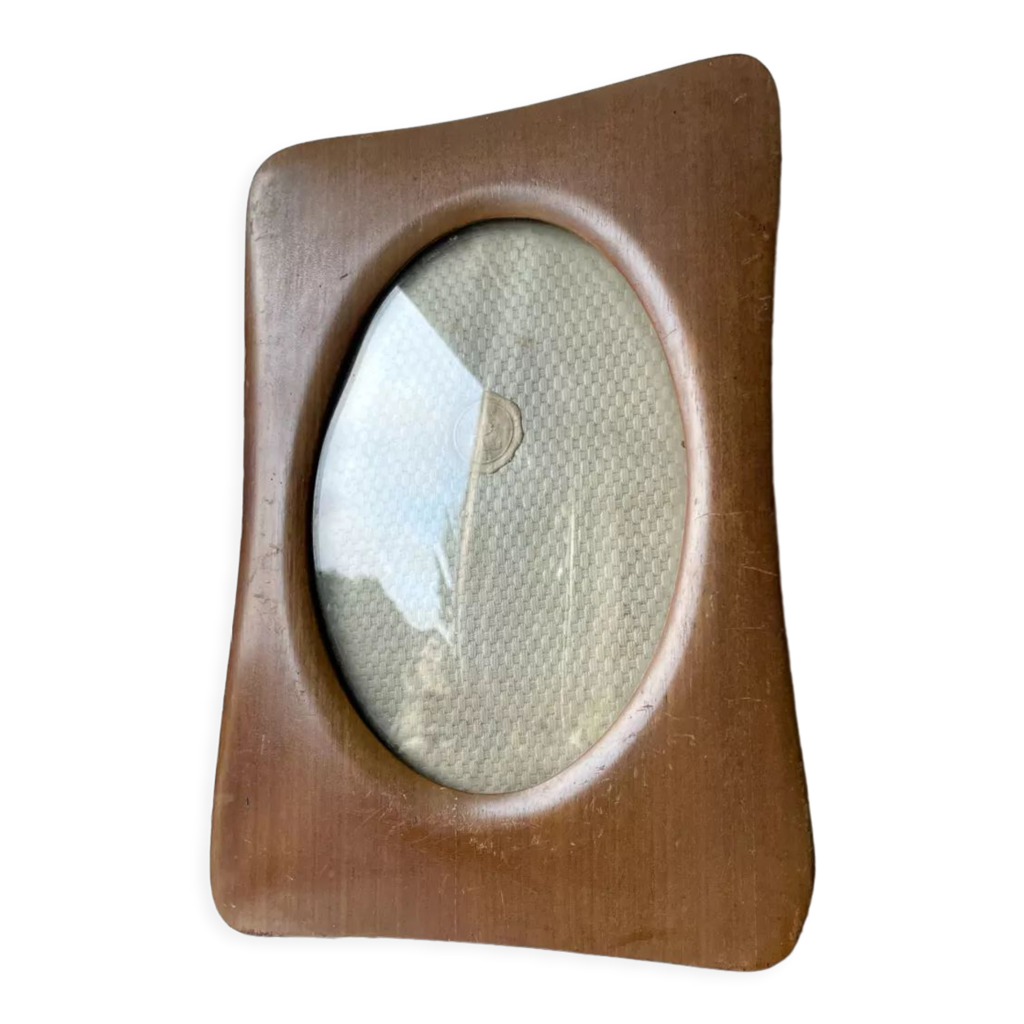 Antique  art deco mahogany wooden frame measurements 20 cm x 14.5 cm  convex glass