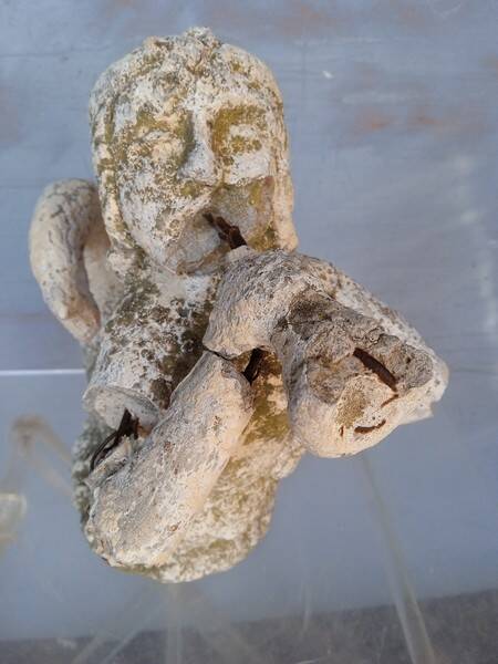 Gargoyle in cement mermaid bugle cathedral ep 1950