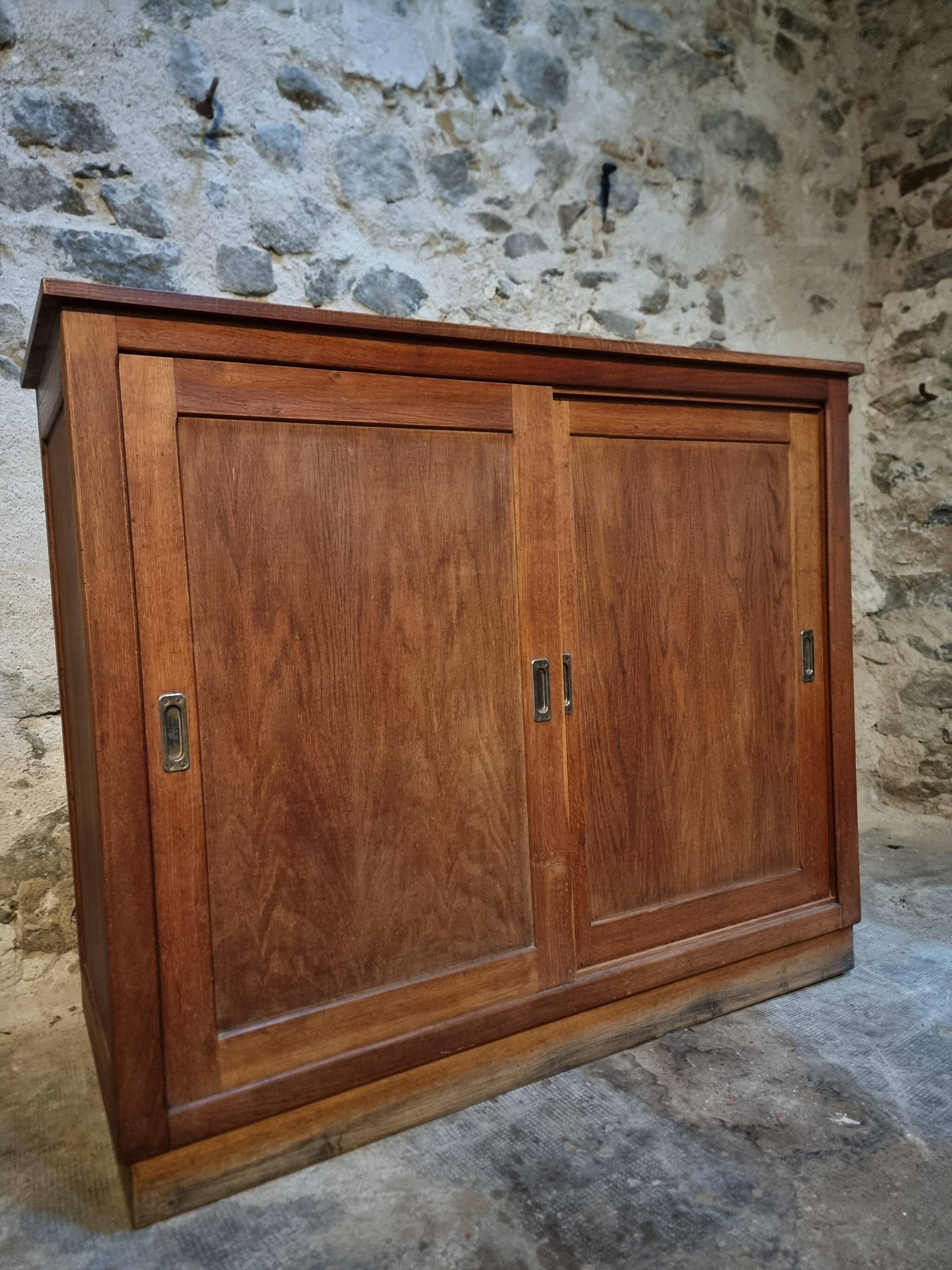 Oak sliding door wardrobe, 1920s