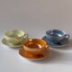 Iridescent fine porcelain teacups