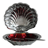 Silver-plated metal shell butter dish