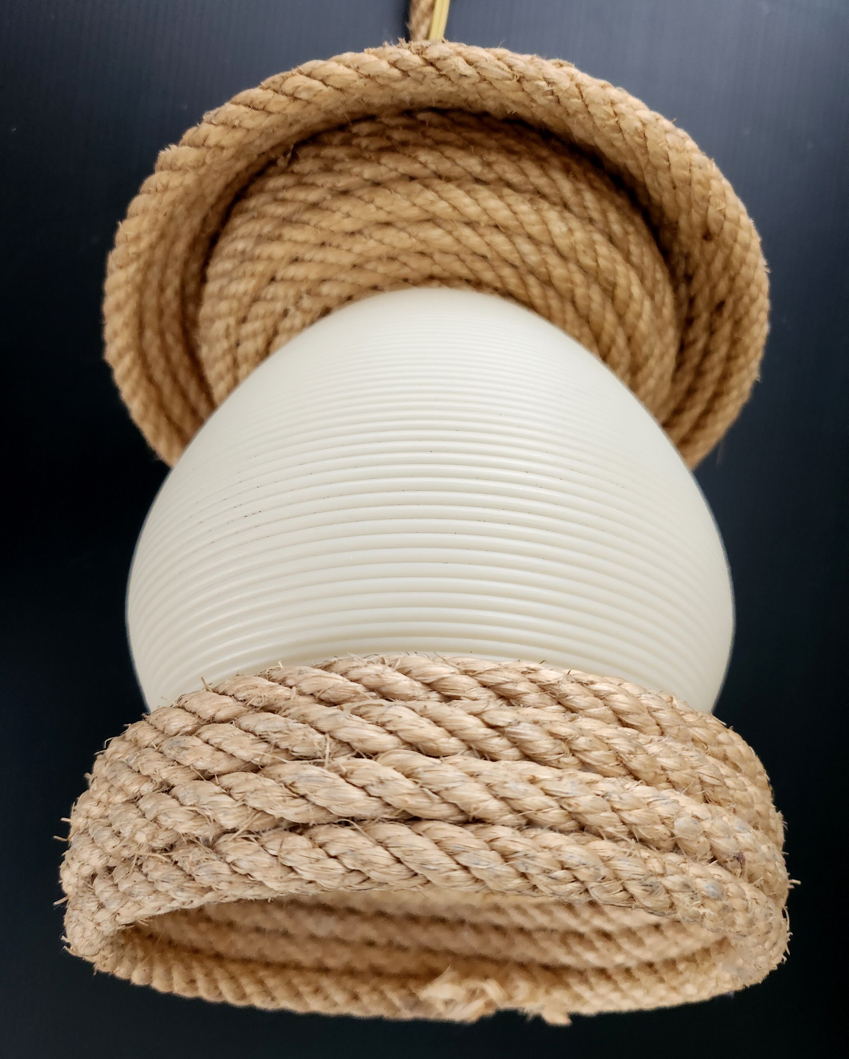 Vintage rope & rotaflex hanging lamp 1950