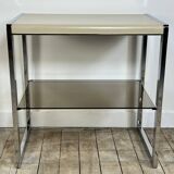 Vintage 70's side table in chrome and beige metal