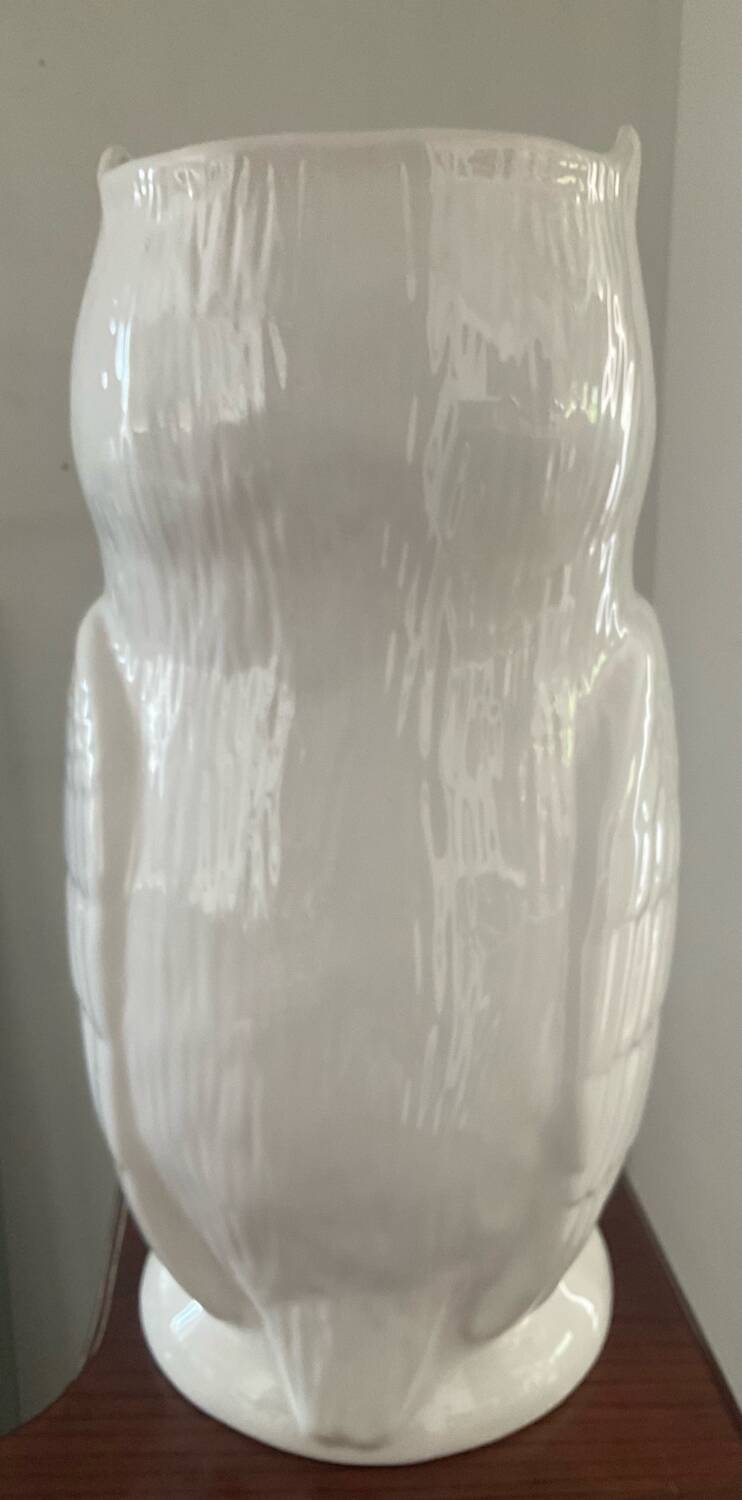 Vintage glazed ceramic owl umbrella stand