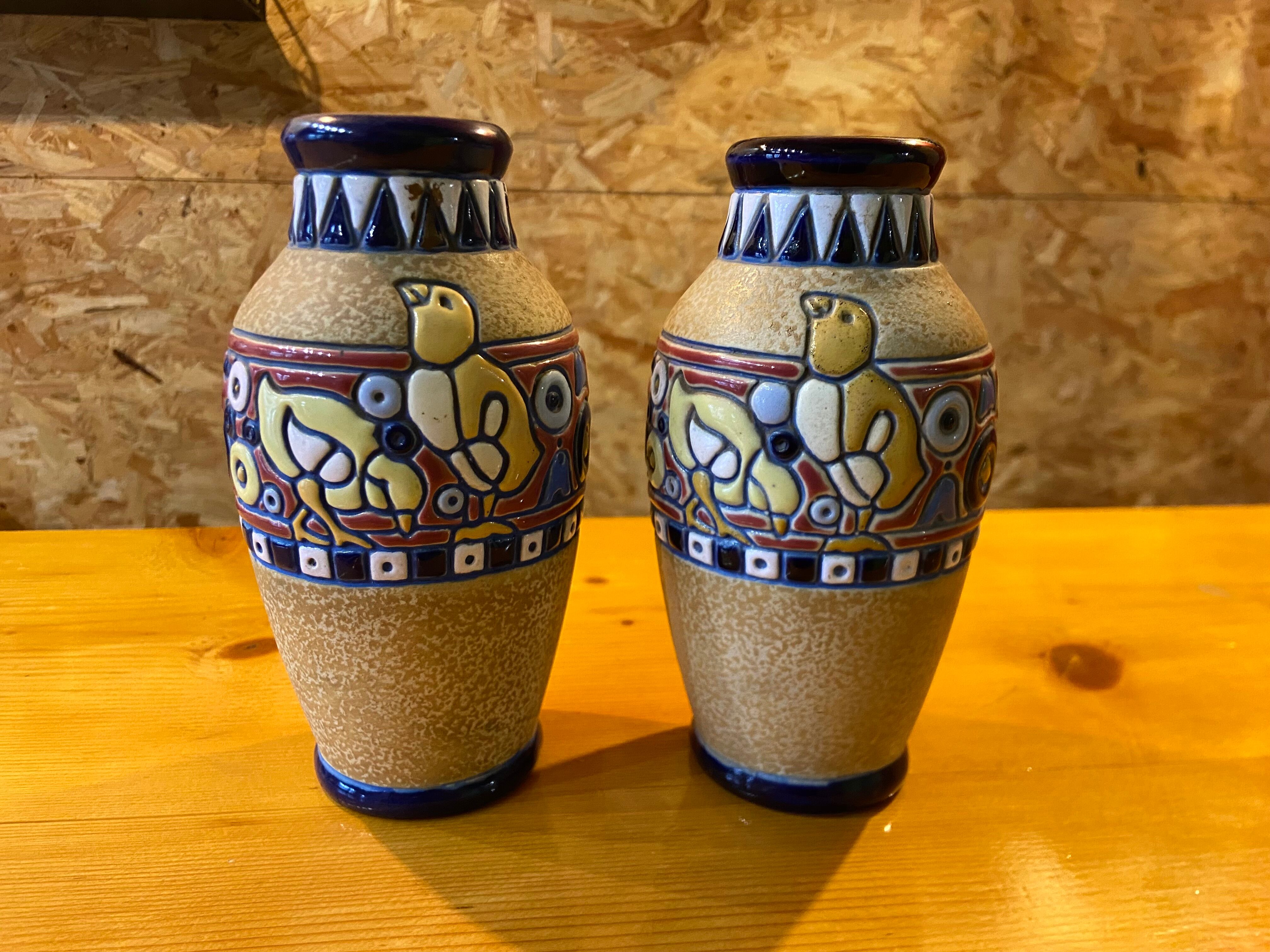 Pair of art-deco amphora vases from Czechoslovakia