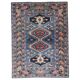 Vintage Kazak rug with geometric oriental motifs, 100% wool.
