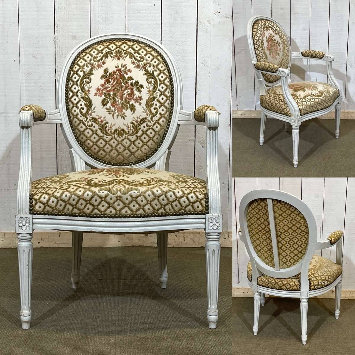 1970s Louis XVI style cabriolet armchair