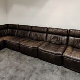 Vintage modular leather sofa by Rolf Benz 1970s