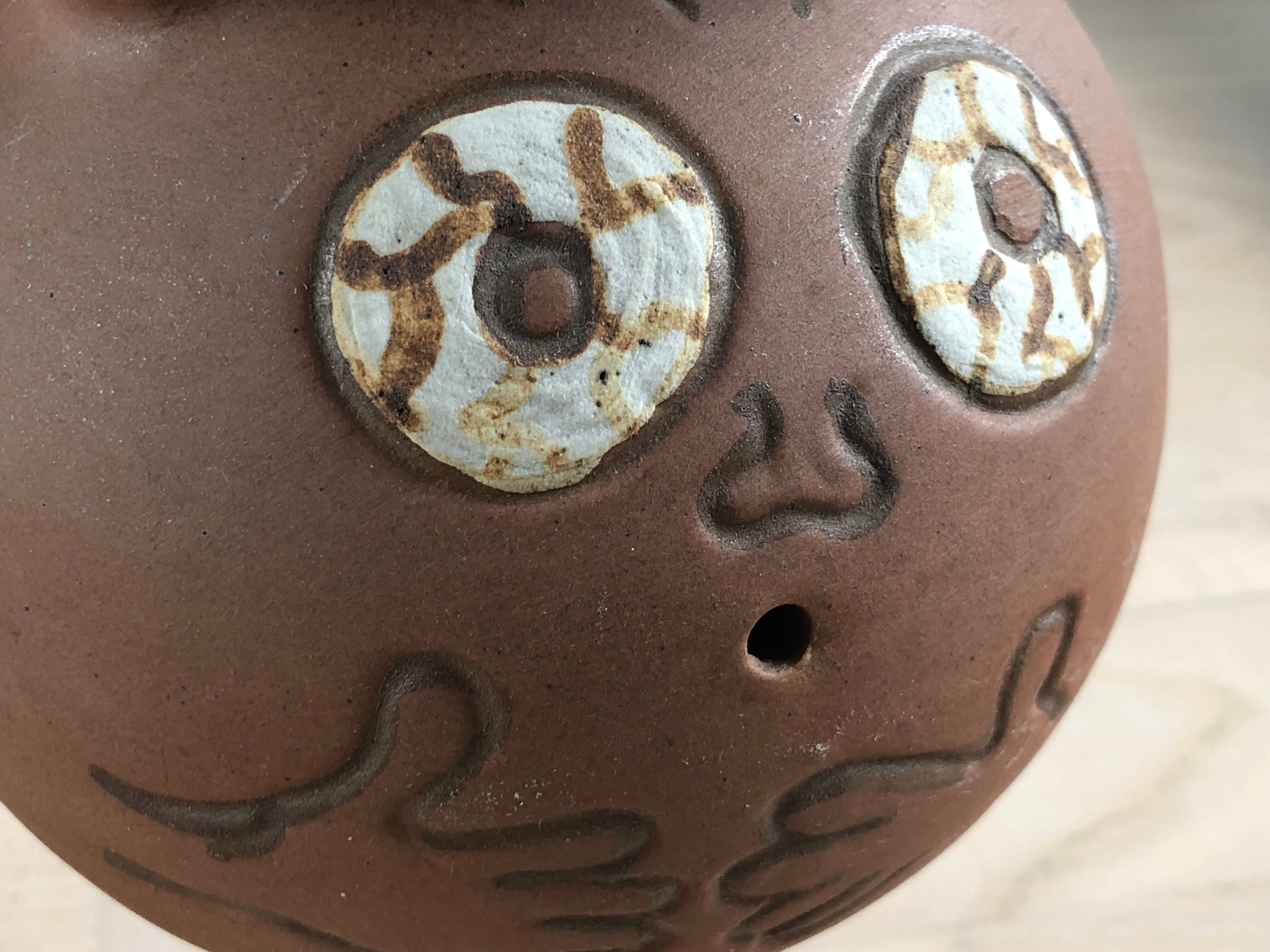 Anthropomorphic ceramic vase made by hand in. California by Stoneware Designs West, 1960-70