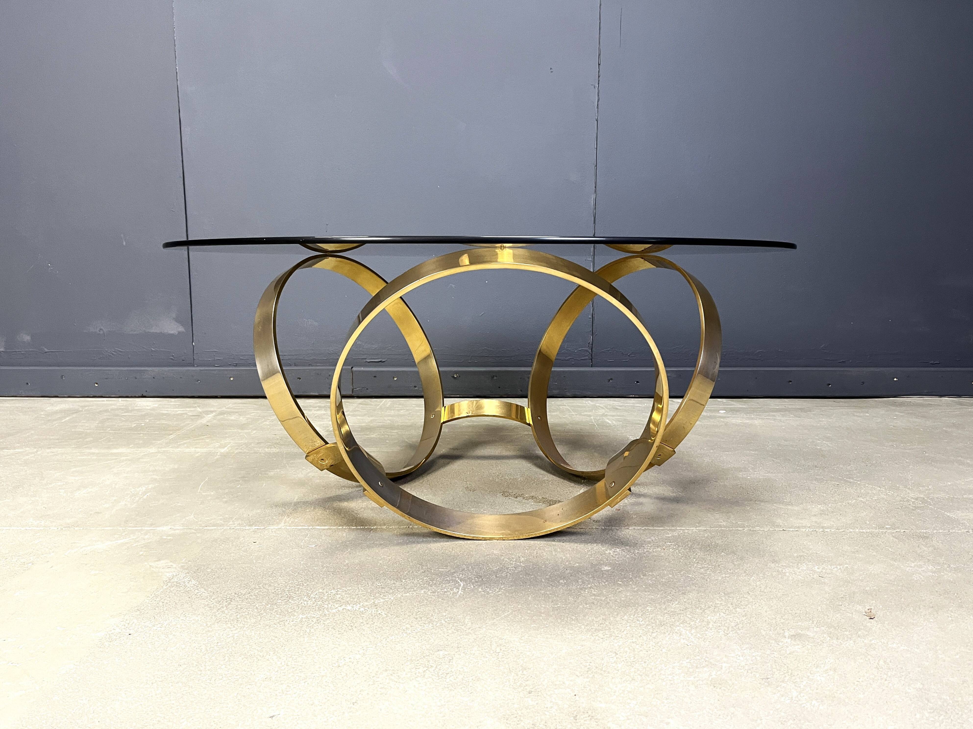 Vintage brass coffee table attributed to Knut Hesterberg, 1970s