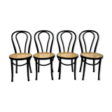 Set of 4 Bentwood and Cane Cafe Dining Chairs, 1990s