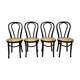 Set of 4 Bentwood and Cane Cafe Dining Chairs, 1990s
