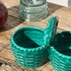Green slurry pepper shaker, vintage ceramics