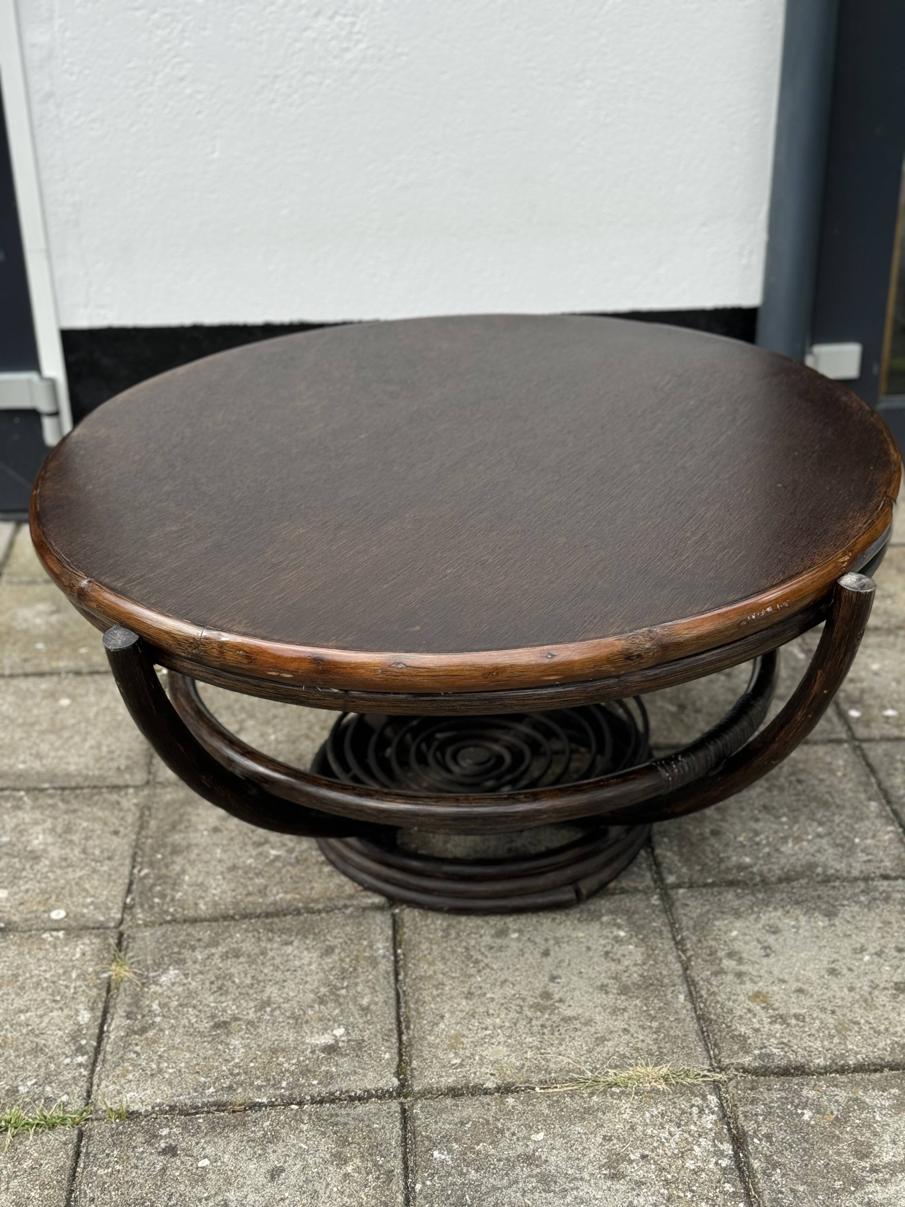 Vintage Manou Bambo Round Coffee Table
