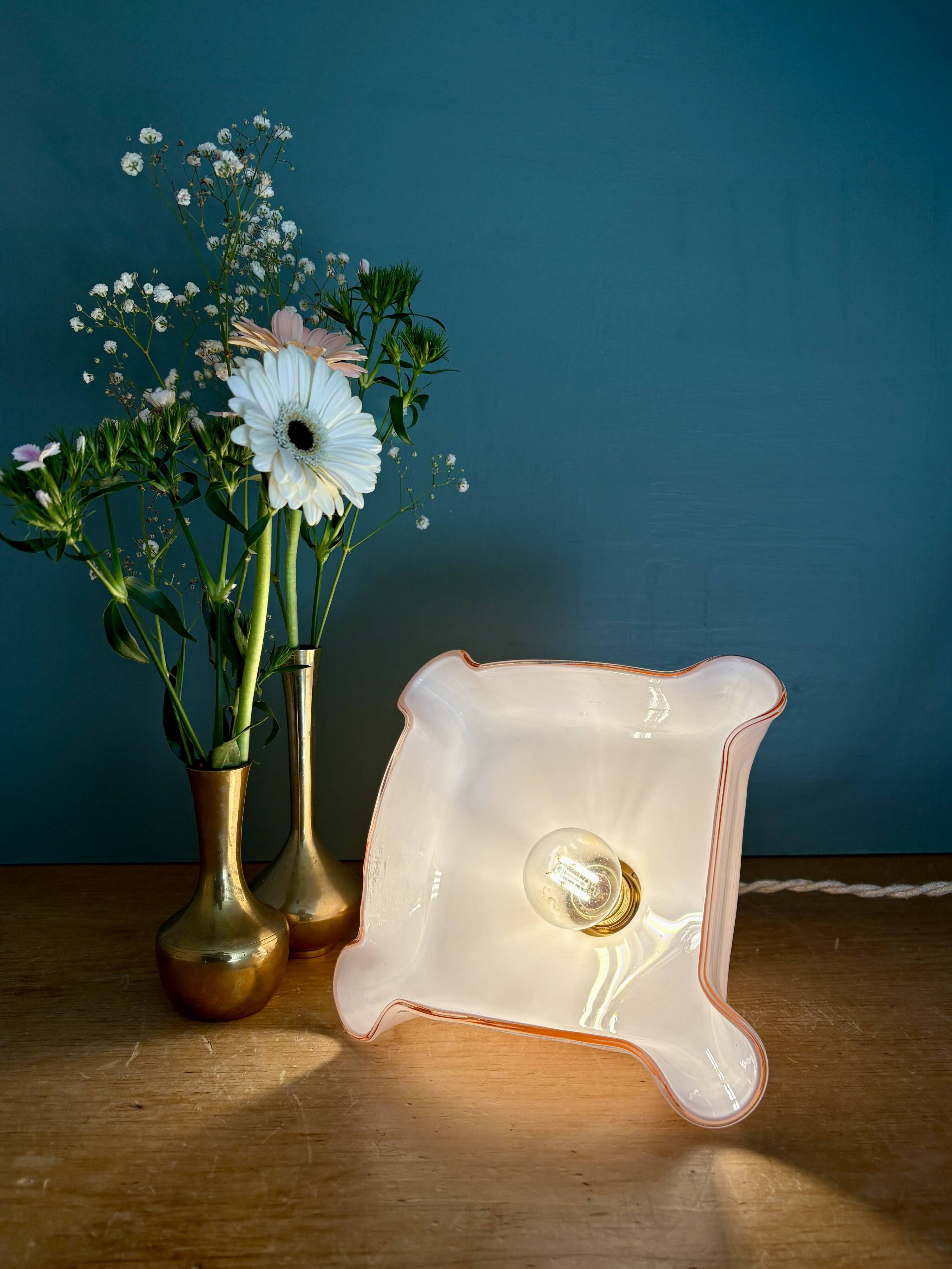 Vintage pink opaline pendant light