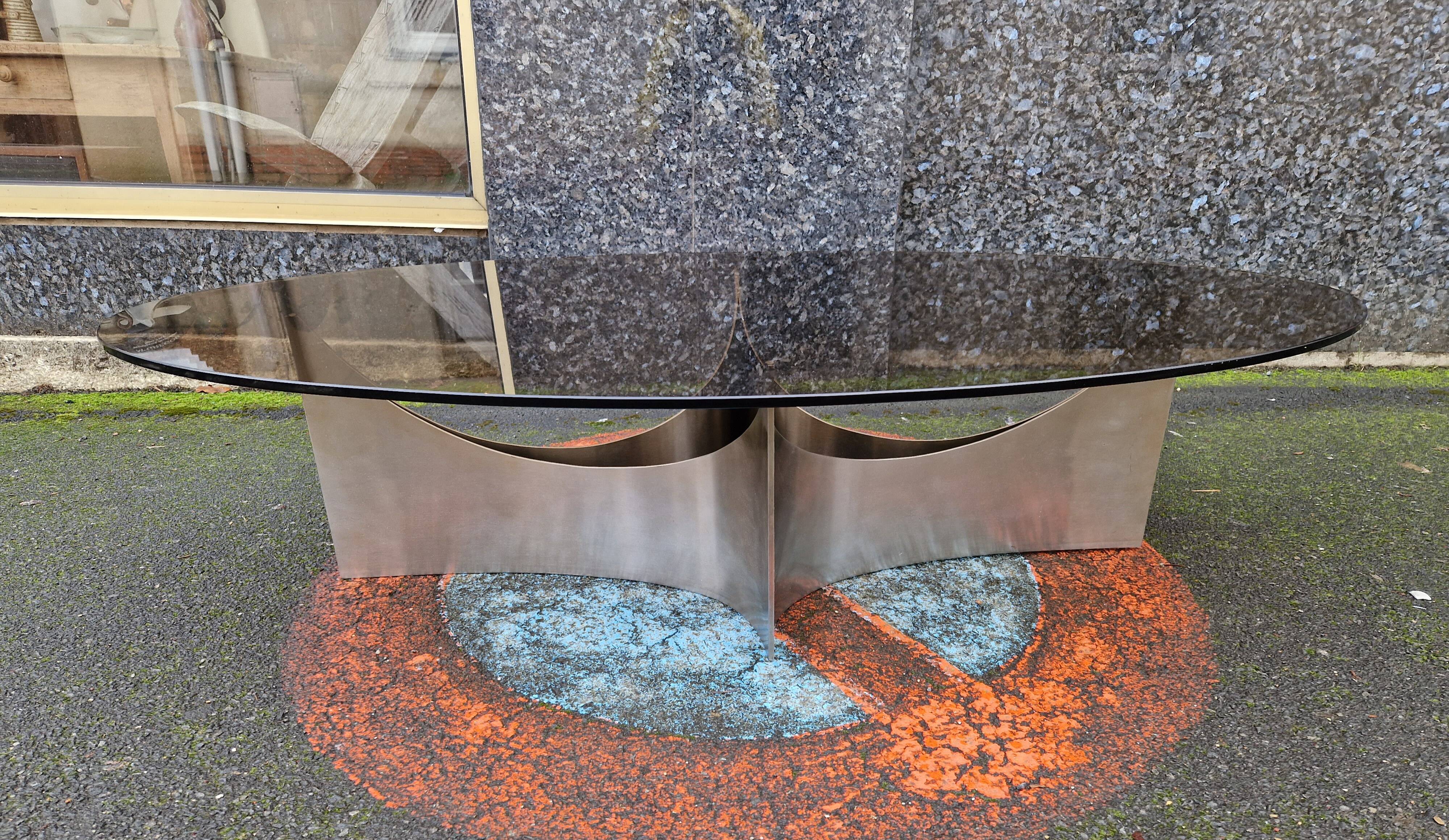 1970 coffee table in brushed steel