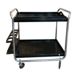 Blackened wooden rolling table