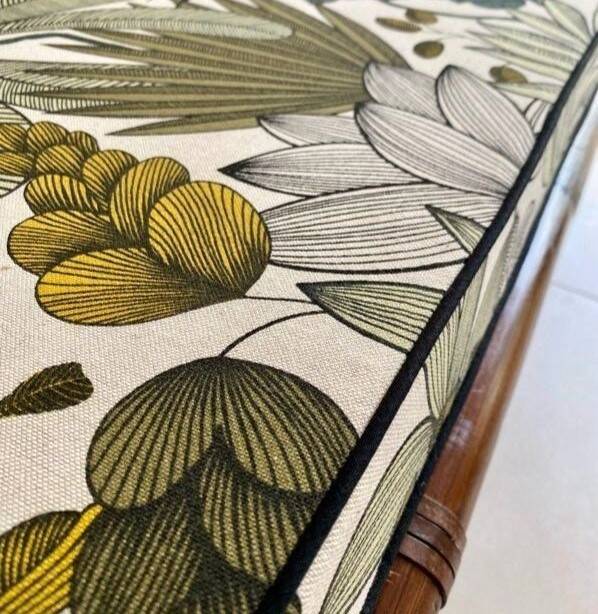 Vintage rattan bench from Maison Kok