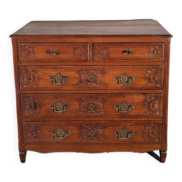 19th century carved solid oak chest of drawers