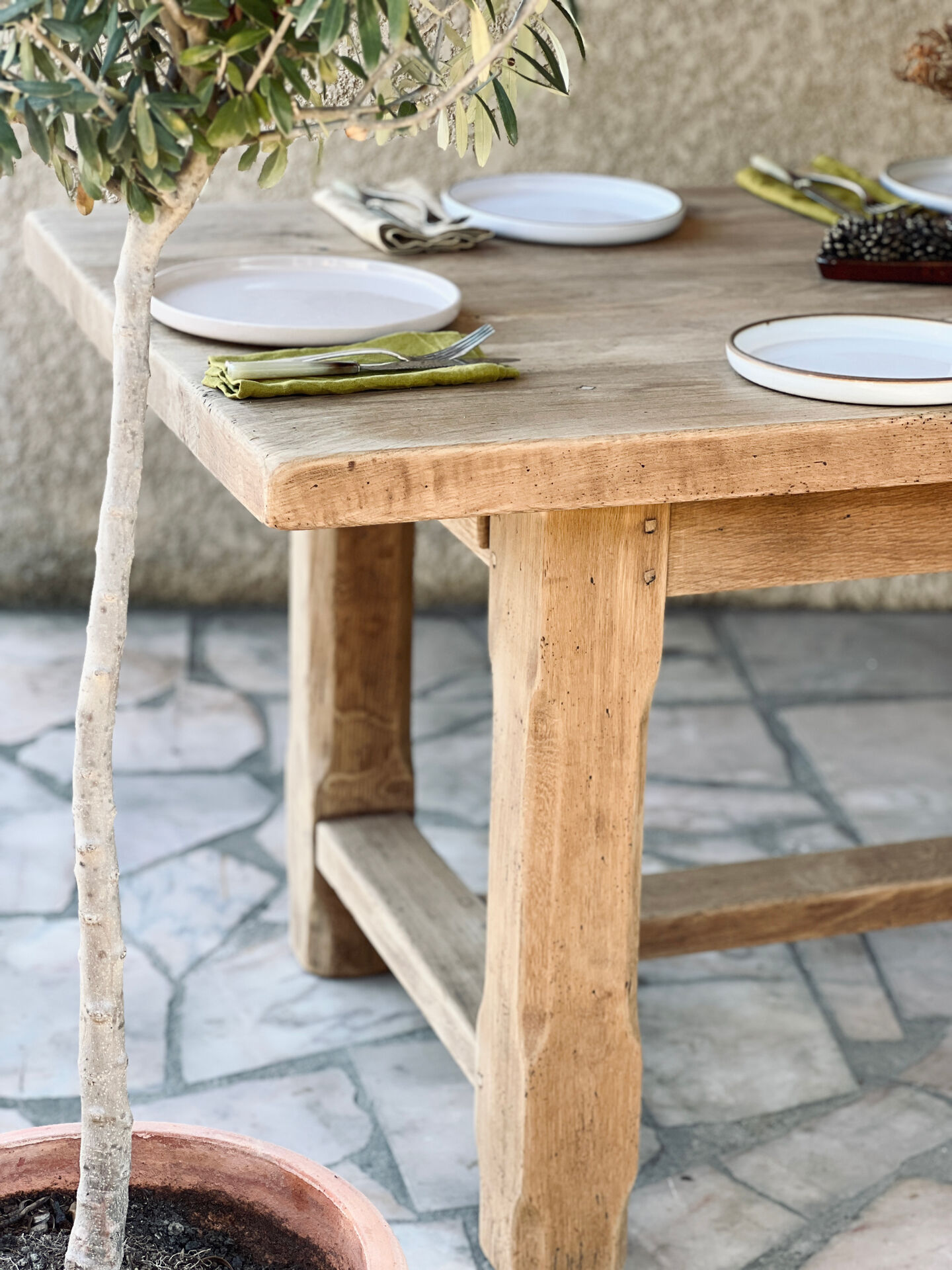 Large farmhouse table - solid oak - drawer